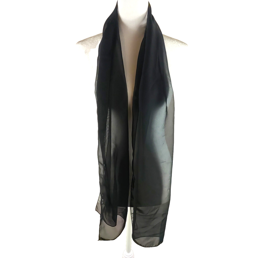 Cejon Black Sheer Scarf Rectangle 60" X 13 Funeral Church Business
